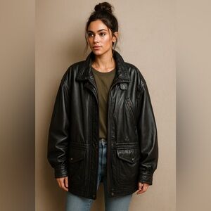 Vintage Oversized Leather Jacket – Boyfriend Fit men’s medium